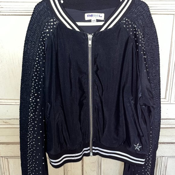 Rebel Athletic Ruched Sleeve Jacket with Swarovski Crystals - Picture 1 of 4
